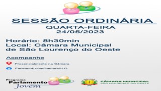 Parlamento Jovem terá reunião ordinária na quarta-feira em São Lourenço do Oeste 